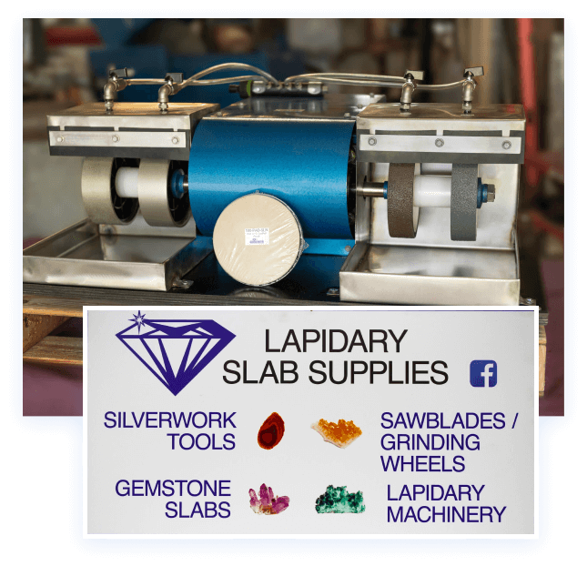 6 inch 6 Wheel Grinder with 2 hard wheels and 4 soft wheels at Lapidary Slabs Supplies Mackay