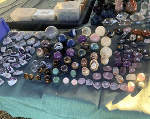 Collection of Crystal Points, Spheres, animals, crystal caves, specimens and gemstones in Queensland Gem show at Lapidary Slab Supplies Mackay (1)